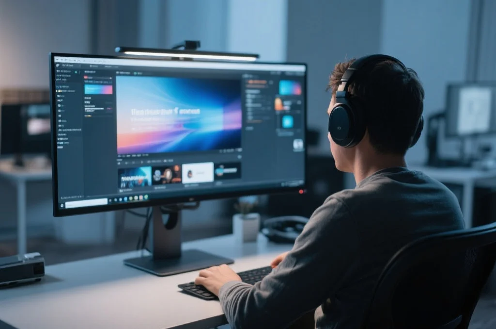 用户在桌面电脑上享受蓝图的沉浸式娱乐体验